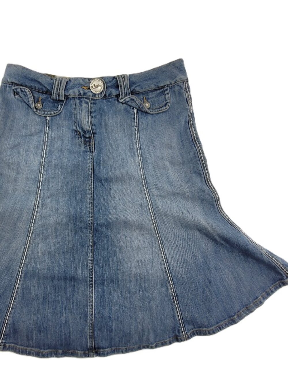 Vintage Candies Denim Skirt Womens 7 Blue Jean Flare Mermaid 30x23 Western Boho